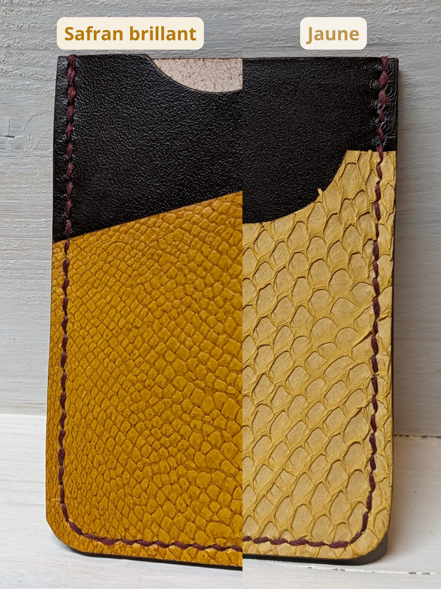 Porte-Cartes en Cuir Tannage Végétal et Cuir Marin Upcyclé