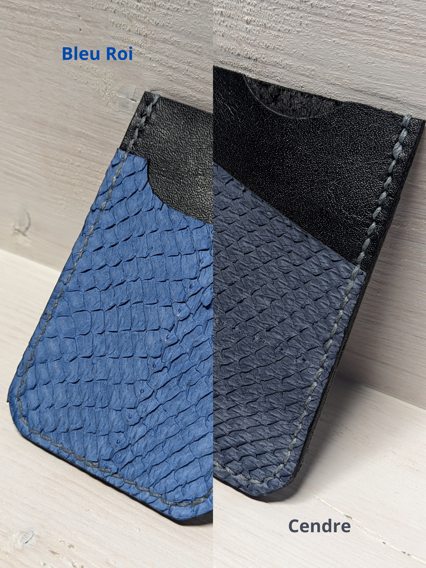 Porte-Cartes en Cuir Tannage Végétal et Cuir Marin Upcyclé