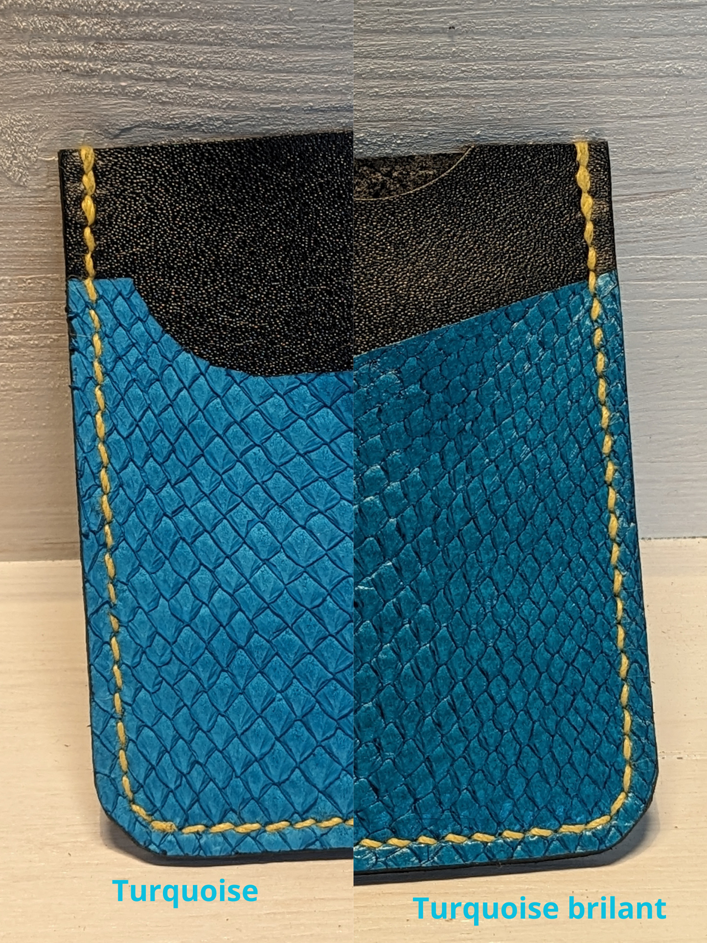 Porte-Cartes en Cuir Tannage Végétal et Cuir Marin Upcyclé