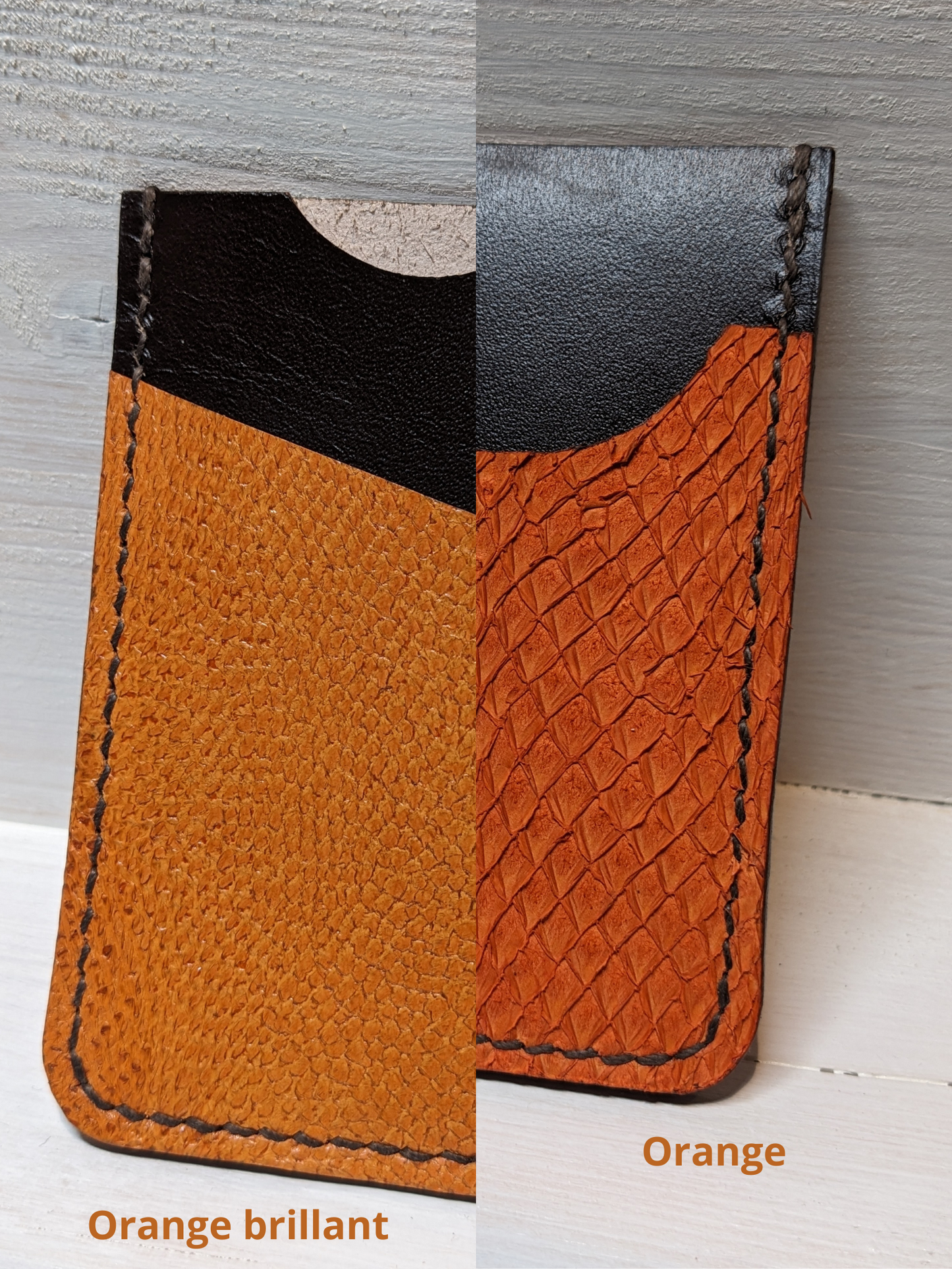 Porte-Cartes en Cuir Tannage Végétal et Cuir Marin Upcyclé