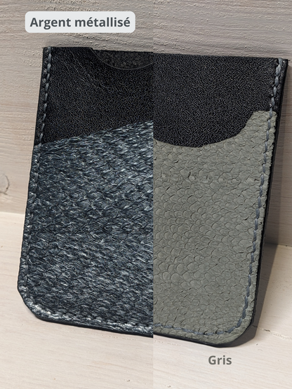 Porte-Cartes en Cuir Tannage Végétal et Cuir Marin Upcyclé