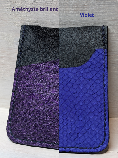 Porte-Cartes en Cuir Tannage Végétal et Cuir Marin Upcyclé