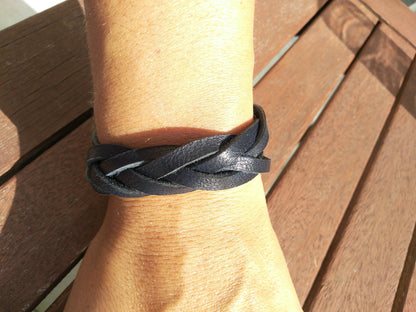 Bracelet en cuir tressé - Modèle unisexe