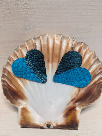 Boucles d'oreilles cœur en cuir marin
