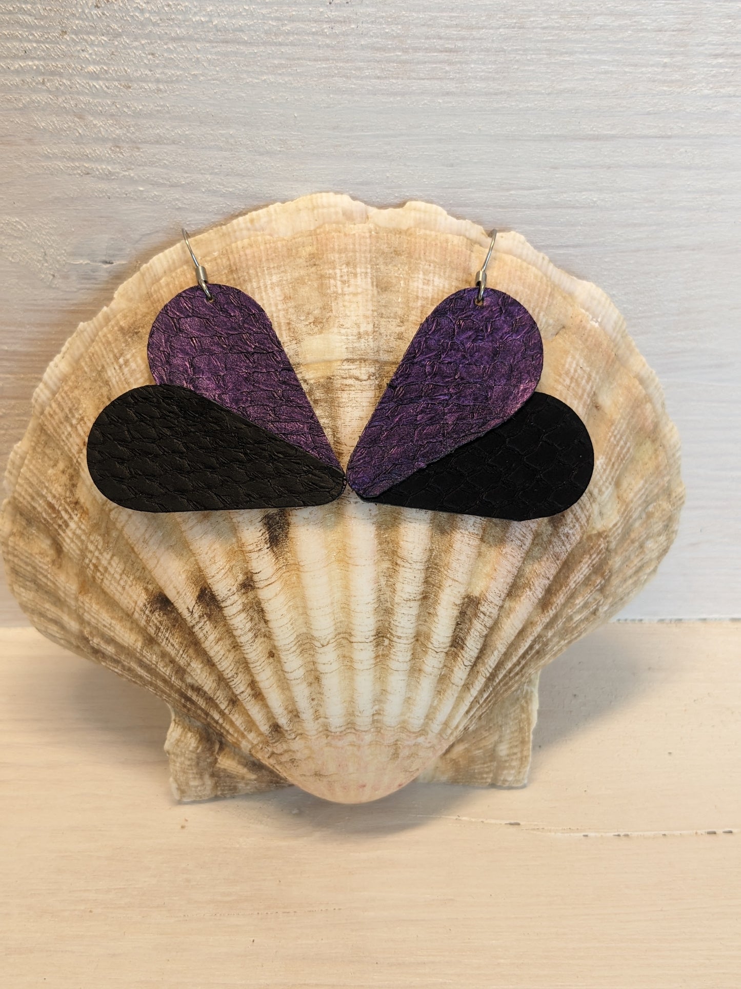 Boucles d'oreilles cœur en cuir marin