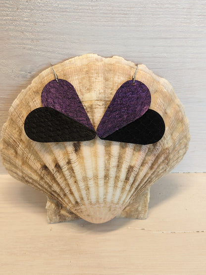 Boucles d'oreilles cœur en cuir marin