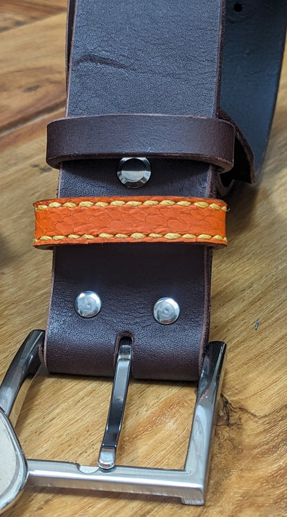 Ceinture en cuir tannage végétal passant cuir marin