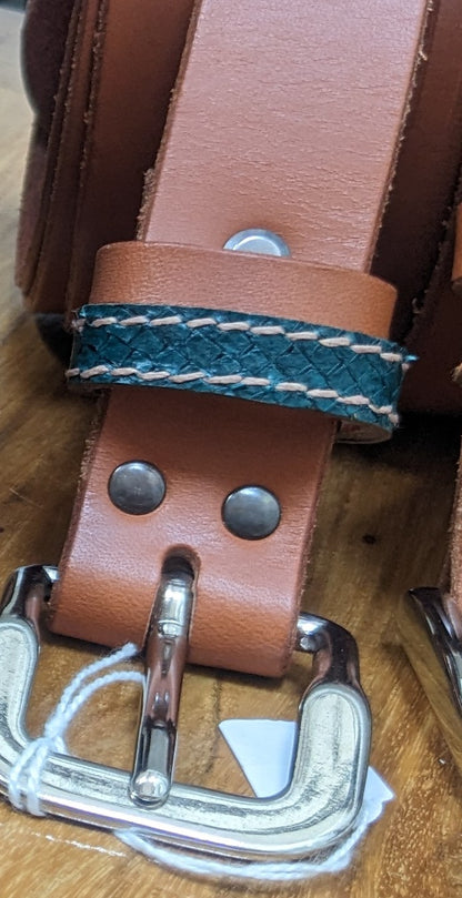 Ceinture en cuir tannage végétal passant cuir marin