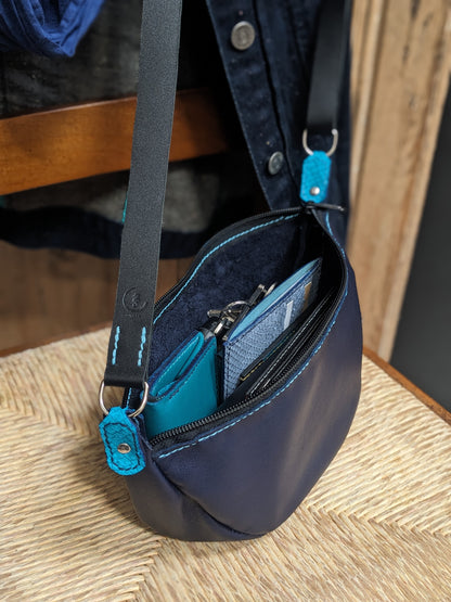 Sac bandoulière en cuir fait main - modèle Ancre