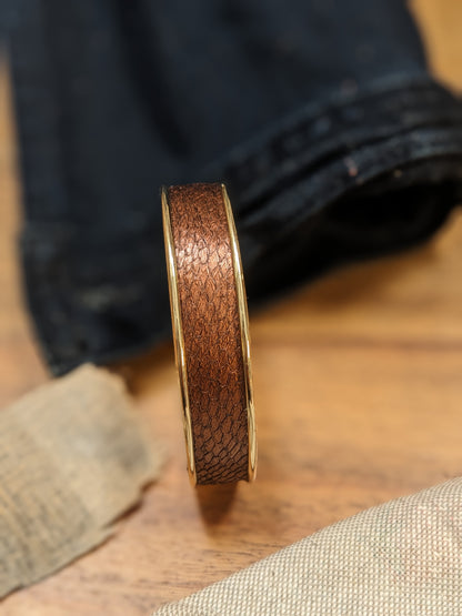 Parure "Eclat d'Automne" – Bijoux en cuir marin cuivré, laiton doré et acier inoxydable