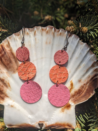 Boucles d'oreilles cuir marin pendantes