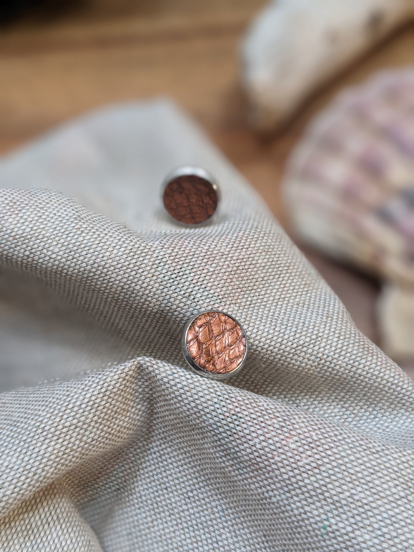 Parure "Eclat d'Automne" – Bijoux en cuir marin cuivré, laiton doré et acier inoxydable