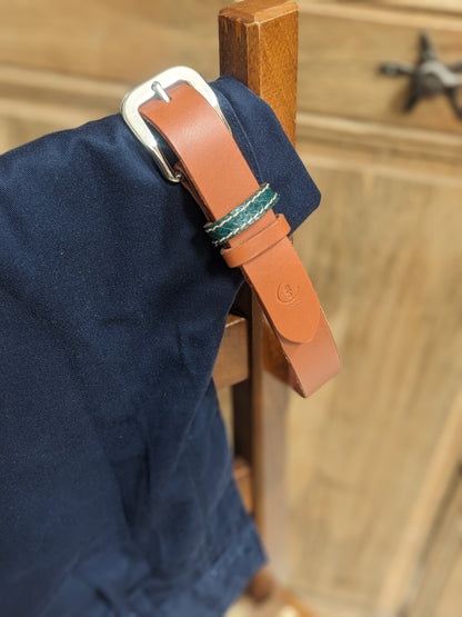 Ceinture en cuir tannage végétal passant cuir marin