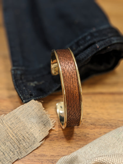 Parure "Eclat d'Automne" – Bijoux en cuir marin cuivré, laiton doré et acier inoxydable