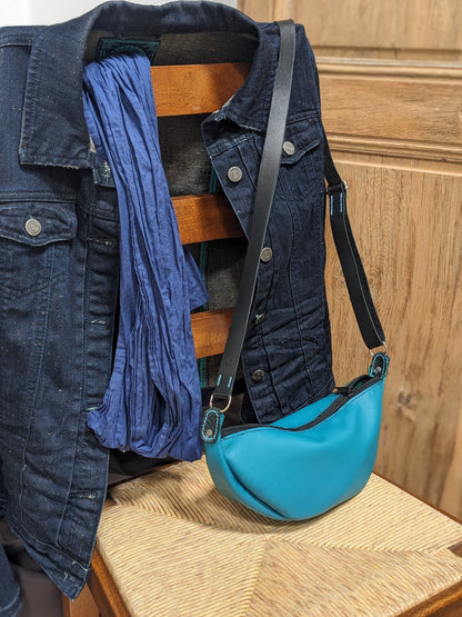Sac bandoulière en cuir fait main - modèle Ancre