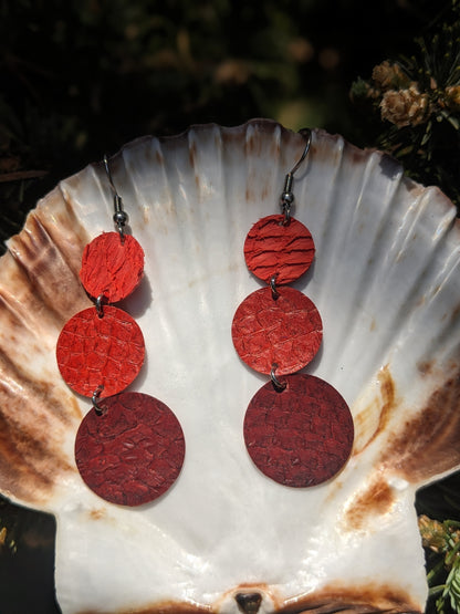 Boucles d'oreilles cuir marin pendantes